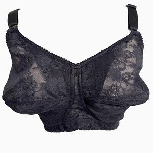 ELILA Black Lacey Wireless Soft Cup Bra RN110032 Size 50 D